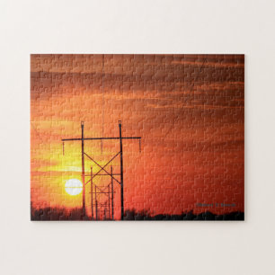 Kansas Sunset with power lines Puzzle