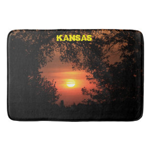 Kansas Sunset with tree Silhouettes Bath Mat