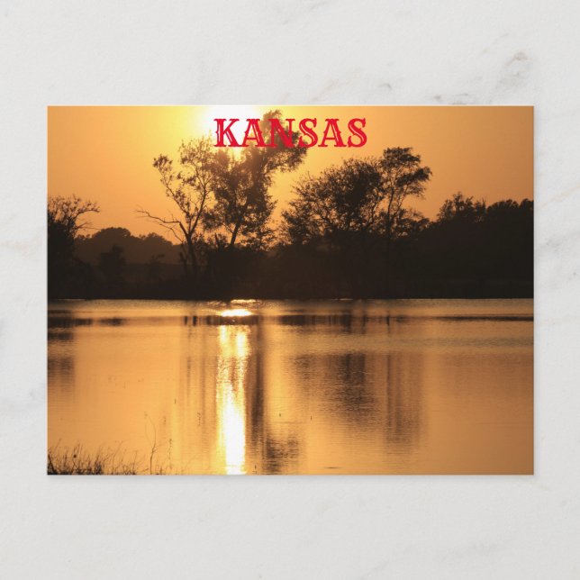 Kansas Sunset with water Reflection Post Card (Front)