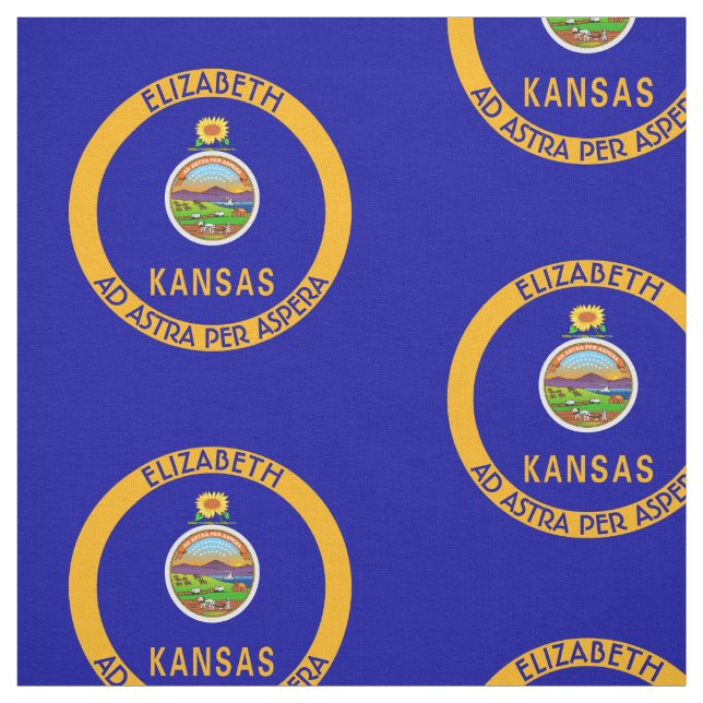 Kansas The Sunflower State Personalized Flag Fabric (Swatch)