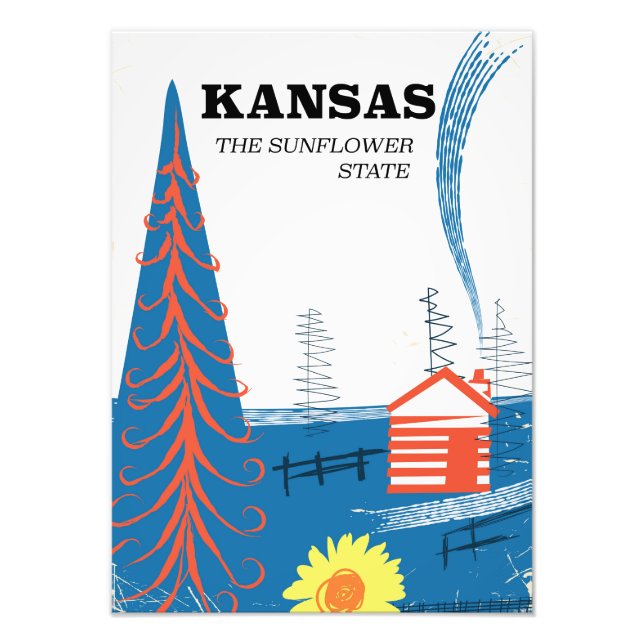 Kansas "the sunflower state" vintage travel poster (Front)
