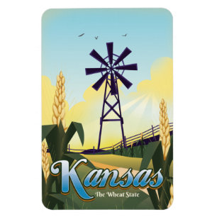 Kansas  "the Wheat State" travel poster. Magnet