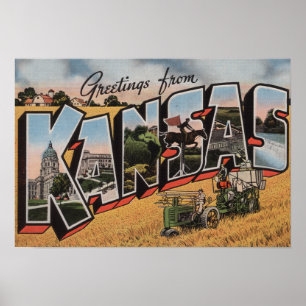 Kansas (Tractor & Hay Bailer Scene) Poster