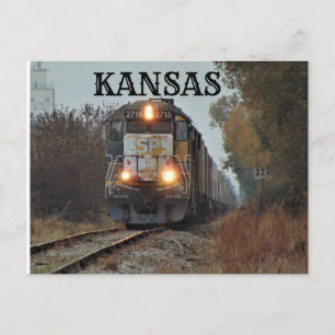 Kansas Train Going down the tracks Post Card