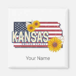 Kansas United States Retro State Map Vintage USA Magnet