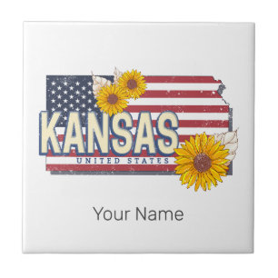 Kansas United States Retro State Map Vintage USA Tile