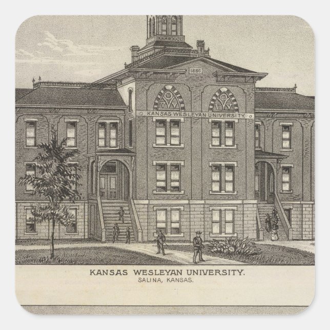 Kansas Wesleyan University Square Sticker (Front)