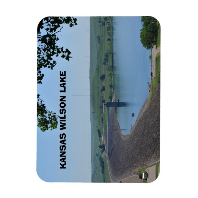 Kansas Wilson Lake Dam Square Magnet (Vertical)