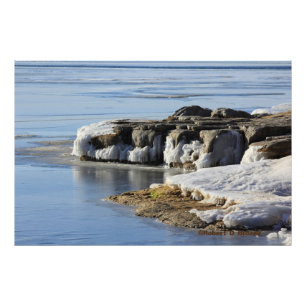 Kansas Wilson Lake Icy Shore Photo/Poster Photo Print