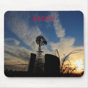 Kansas Windmill Sunset Mouse Pad