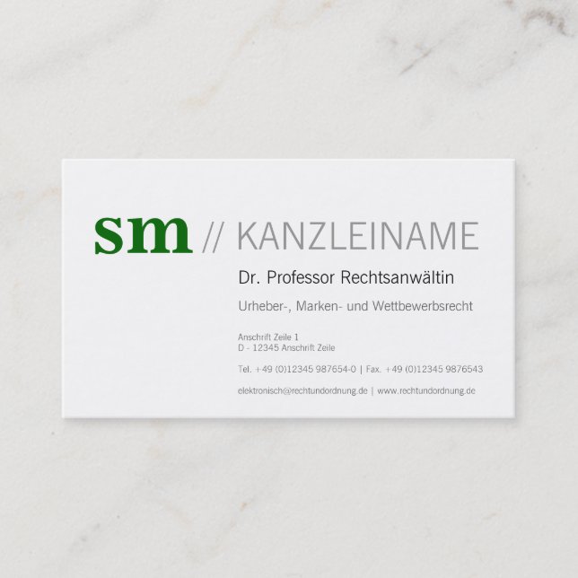 Kanzlei Visitenkarte Business Card (Front)