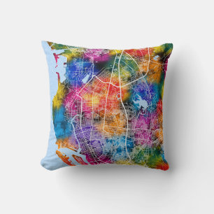 Kaohsiung City Taiwan Map Throw Pillow