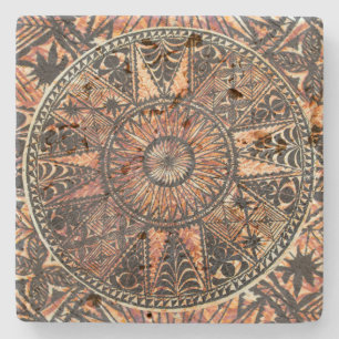 Kapa Primitive Hawaiian Tattoo Tapa Stone Coaster