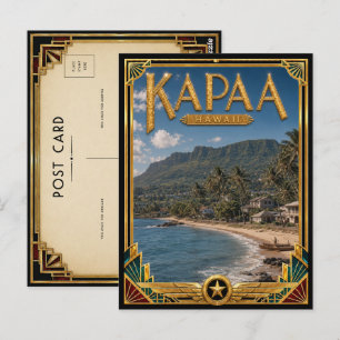 Kapaa Hawaii Vintage Art Deco Golden Age Postcard