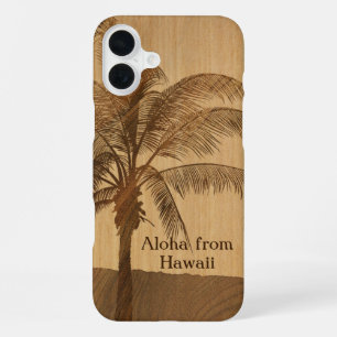 Kapaa Sunset Hawaiian Faux Koa Wood iPhone 16 Plus Case