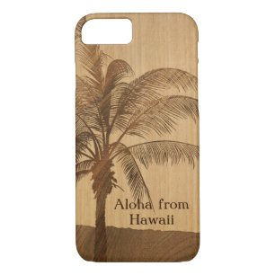 Kapaa Sunset Hawaiian Faux Koa Wood Single Palm Case-Mate iPhone Case