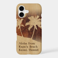 Kapaa Sunset Hawaiian Faux Koa Wood Twin Palm