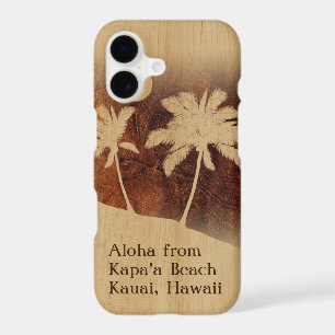 Kapaa Sunset Hawaiian Faux Koa Wood Twin Palm