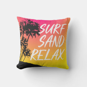 Kapaa Sunset Hawaiian Palm Tree Reversible Throw Pillow