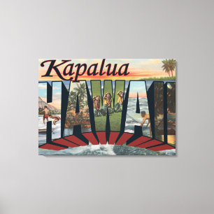 Kapalua, Hawaii - Large Letter Scenes Canvas Print