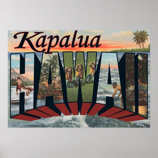 Kapalua, Hawaii - Large Letter Scenes Poster (Front)