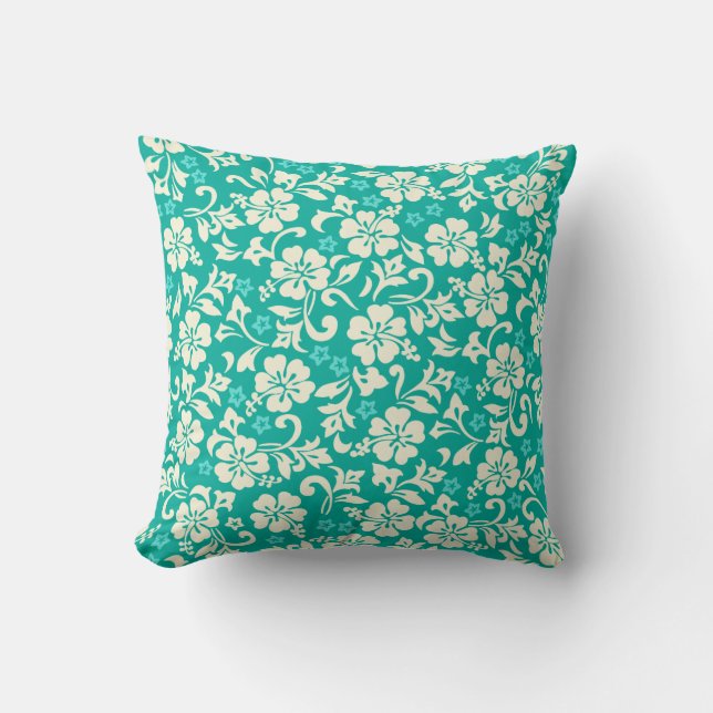 Kapalua Pareau Hawaiian Hibiscus Throw Pillow (Front)