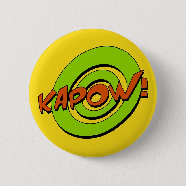 Kapow Comic Book Badge 2 Inch Round Button (Front)