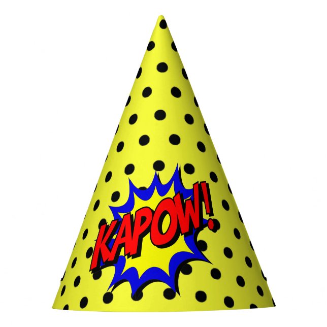 Kapow Pop Art Cartoon Superpower Birthday Hat (Front)