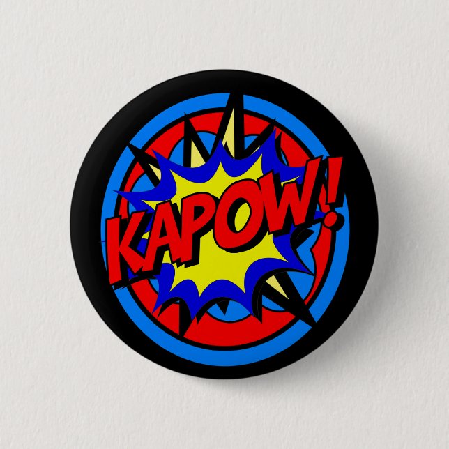 Kapow Superhero Cartoon Button (Front)
