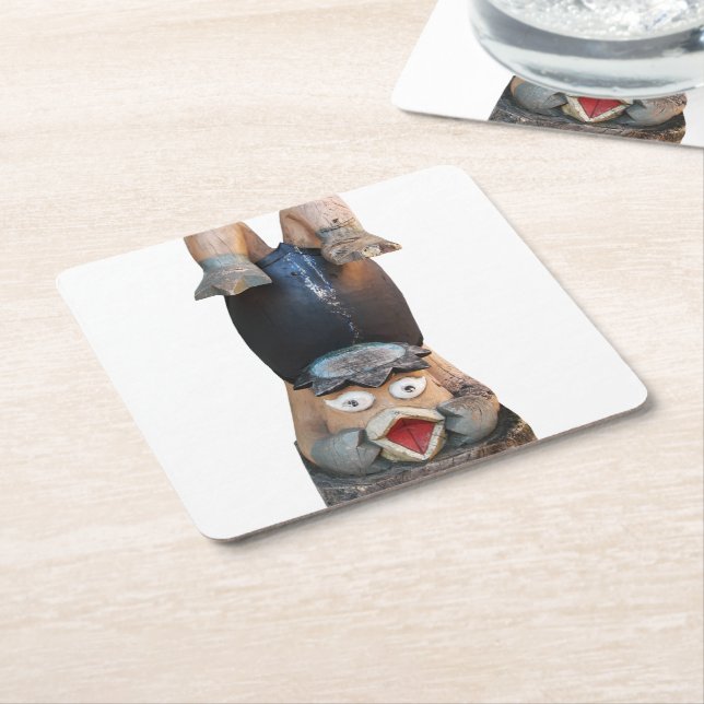 Kappa 河童 Handstand Square Paper Coaster (Angled)