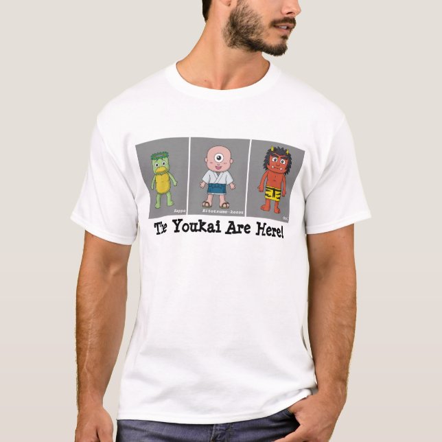 Kappa, Hitotsume-kozo, and Oni Cartoon Yokai T-Shirt (Front)