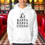 Kappa Kappa Chino Greek Lifestyle Funny Hoodie<br><div class="desc">Show the coffee life and campus spirit in our funny “Kappa Kappa Chino” Greek Lifestyle Hoodie! Featuring a playful steaming coffee cup graphic and bold black collegiate lettering on a white hoodie, this design is perfect for coffee lovers in fraternities, or anyone who loves coffee or Greek life puns. Made...</div>