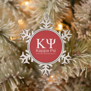Kappa Psi Pharmaceutical Fraternity Snowflake Pewter Christmas Ornament