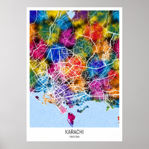 Karachi Pakistan City Map Poster