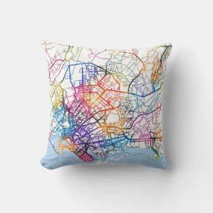 Karachi Pakistan City Map Throw Pillow