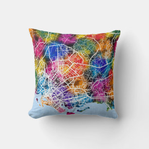 Karachi Pakistan City Map Throw Pillow