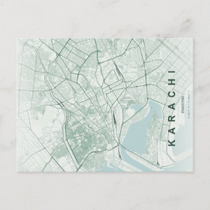 Karachi Pakistan Map Minimal Postcard