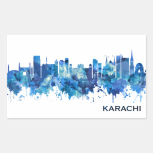 Karachi Pakistan Skyline Blue Sticker