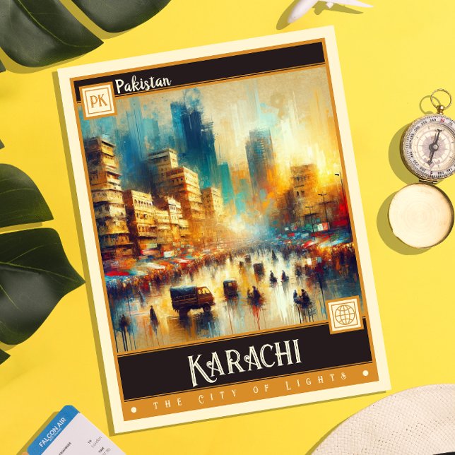 Karachi, Pakistan | Vintage Painting Postcard (Creator Uploaded)