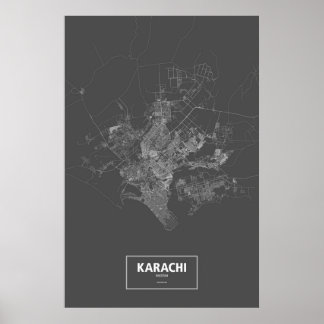 Karachi, Pakistan (white on black) Poster