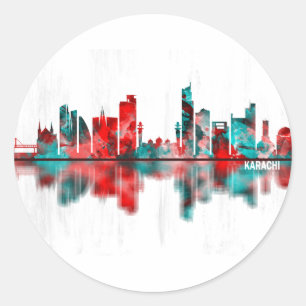 Karachi Skyline Pakistan Classic Round Sticker