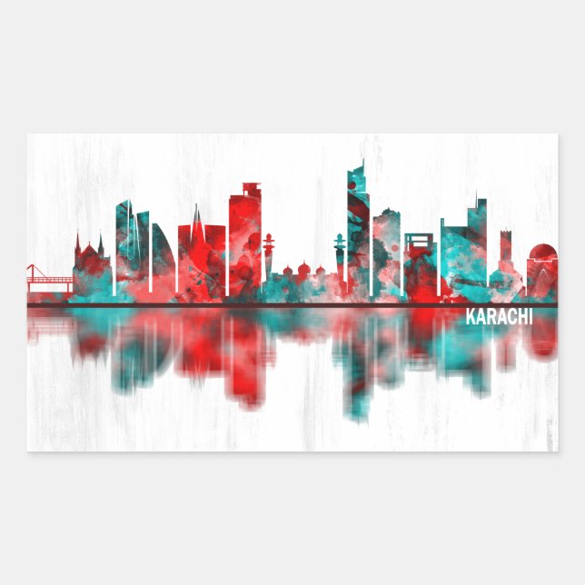 Karachi Skyline Pakistan Sticker (Front)