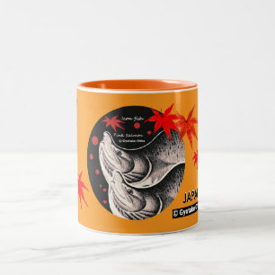 Karafuto Masu (Japan) Thank and pray for all life. Two-Tone Coffee Mug
