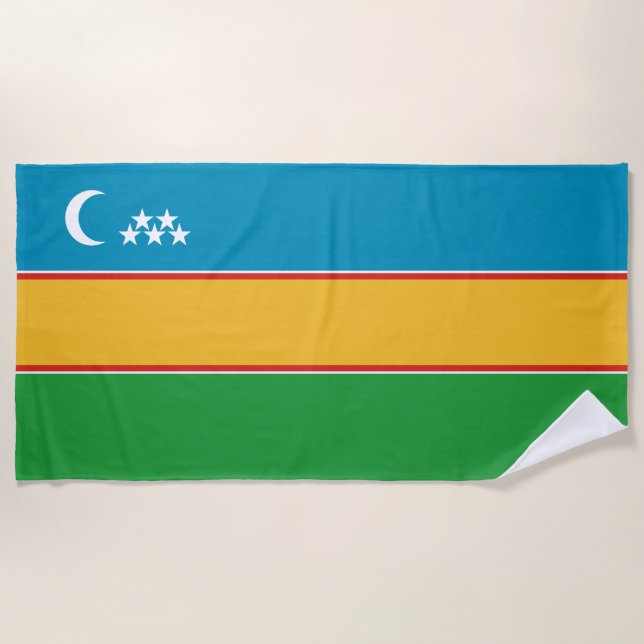Karakalpakstan Flag Beach Towel (Front)
