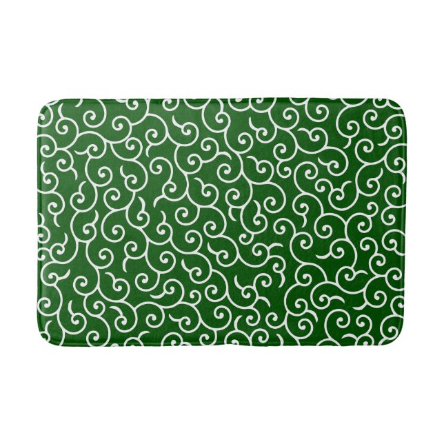 Karakusa Green and White Motive Bath Mat (Front)