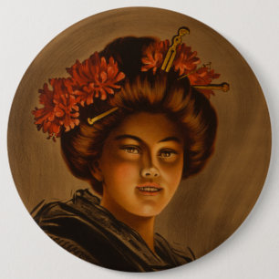 Karama: Japanese Romance Geisha Actress 6 Inch Round Button