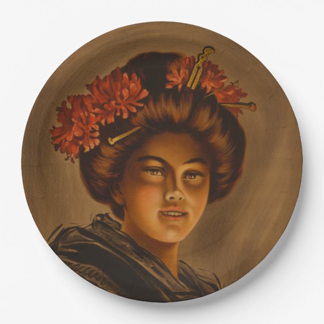 Karama: Japanese Romance Geisha Actress Paper Plate (Front)