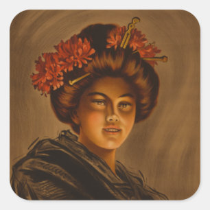 Karama: Japanese Romance Geisha Actress Square Sticker