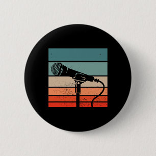 Karaoke Bar Vintage Microphone Singing Song Party 2 Inch Round Button
