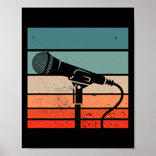 Karaoke Bar Vintage Microphone Singing Song Party  Poster